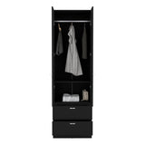 Vico 76-Inch High Armoire Wardrobe Closet with Double Door Cabinet, Two Spacious Drawers, Internal Shelf, Hanging Rod, Multi-Section Clothing Organizer for Bedroom Storage and Freestanding Clothes Organization