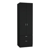 Vico 76-Inch High Armoire Wardrobe Closet with Double Door Cabinet, Two Spacious Drawers, Internal Shelf, Hanging Rod, Multi-Section Clothing Organizer for Bedroom Storage and Freestanding Clothes Organization