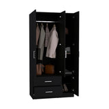 Sebree 71-Inch High Armoire Wardrobe Closet with Four Doors, Two Drawers, Three Cabinet Sections, Six Storage Shelves and Hanging Rod, Freestanding Bedroom Clothes Storage Organizer for Modern Home Organization and Daily Wardrobe Use