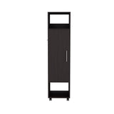 TUHOME Cluster 63-Inch Tall One-Door Wardrobe Cabinet with Mirror, Hanging Rod, Three Storage Shelves, Casters and Side Hooks, Freestanding Armoire Organizer for Bedroom, Laundry Room or Closet Clothes Storage