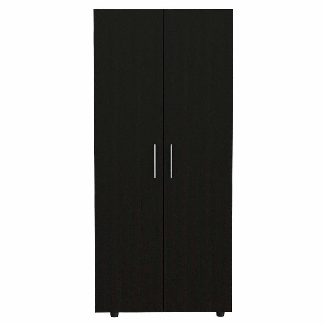 Tera Amoire, Four Shelves, Double Door Cabinet, Four Legs, Metal Hardware, Rods