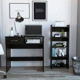Tuhome Vizcaya Office Set with Single Drawer, Keyboard Tray, Freestanding Bookcase, Modern and Compact Home Office Solution