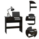 Tuhome Vizcaya Office Set with Single Drawer, Keyboard Tray, Freestanding Bookcase, Modern and Compact Home Office Solution