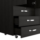 Denver Mobile Armoire, Rods, Double Door Cabinet, Three Drawers, Two Shelves