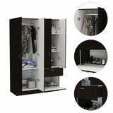Tuhome Vaupes Armoire with Double Door Cabinet, One Drawer, Five Interior Shelves, Hanging Rod, and Pull-Down Door for Organized Storage Solution