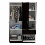 Tuhome Vaupes Armoire with Double Door Cabinet, One Drawer, Five Interior Shelves, Hanging Rod, and Pull-Down Door for Organized Storage Solution