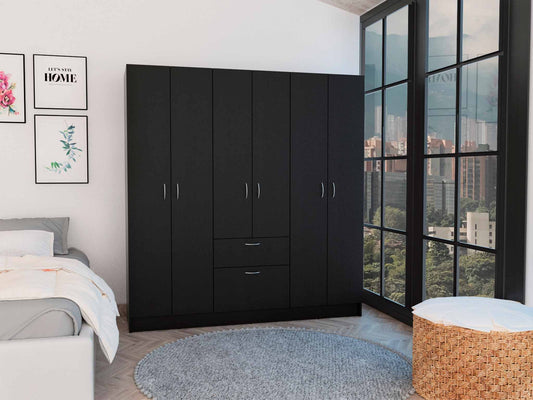 Tuhome Mitu Six Doors Armoire with Seven Interior Shelves, One Drawer, Elegant Storage Solution for Bedroom, Living Room, or Closet Organization