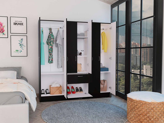 Tuhome Mitu Six Doors Armoire with Seven Interior Shelves, One Drawer, Elegant Storage Solution for Bedroom, Living Room, or Closet Organization