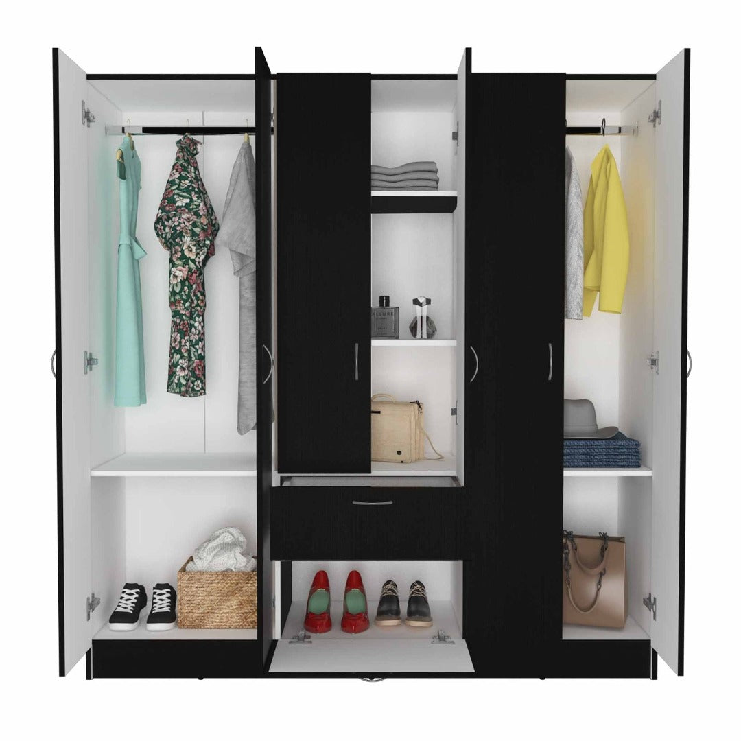 Mitu Six Doors Armoire, Seven Interior Shelves, One Drawer, Rod