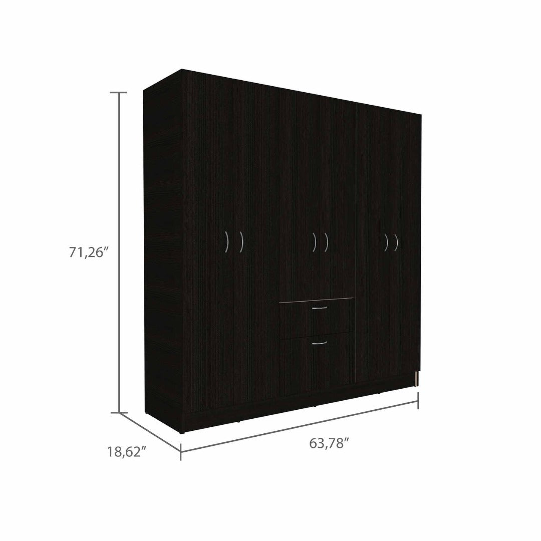 Mitu Six Doors Armoire, Seven Interior Shelves, One Drawer, Rod