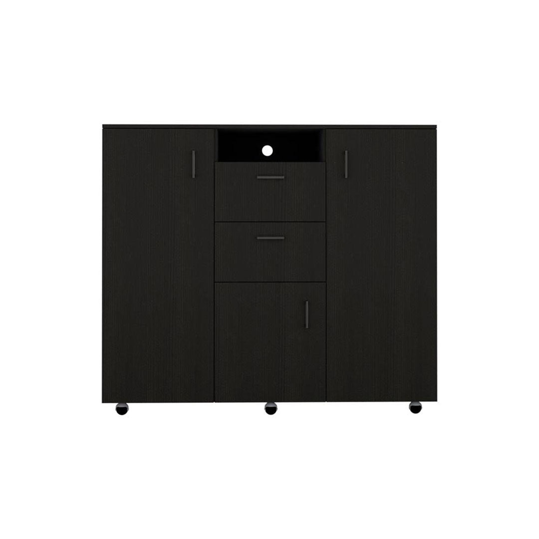 Letna Double Door Cabinet Dresser, Two Drawers, Single Cabinet, Rod