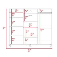 Letna Double Door Cabinet Dresser, Two Drawers, Single Cabinet, Rod