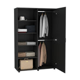 Eco 72" High 6-Tier Shelf One-Door Cabinet Armoire With Two Hanging Rods