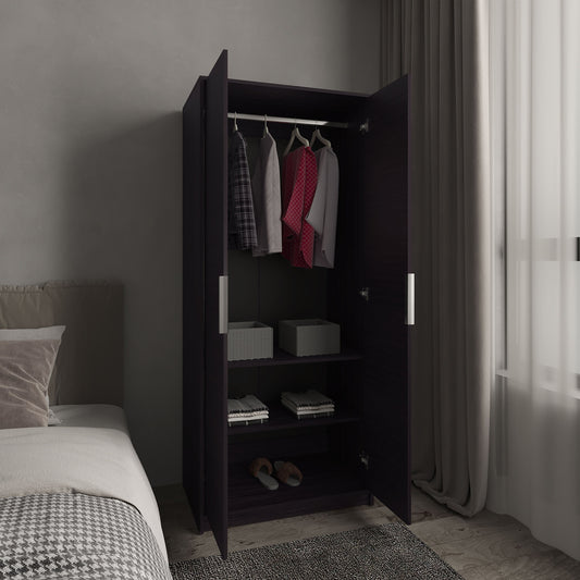 Wenden Spacious Freestanding Armoire Wardrobe Console Double Door Design for Bedroom Storage Upgrade Featuring Hanging Rod and Interior Shelves for Optimized Garment Organization