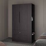 Dakota Sleek and Functional Freestanding Armoire Wardrobe Double Door Design with Spacious Interior Featuring Hanging Rod and Interior Shelving for Comprehensive Bedroom Organization