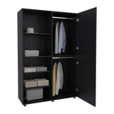 Eco Tall and Efficient Two-Door Freestanding Armoire Storage Solution Slim Vertical Design Perfect for Organizing Clothes Linens or Accessories in Tight Compact Bedroom Spaces