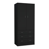 TUHOME Taly Double Door Armoire with Hanging Rod, Two Spacious Drawers and Full-Length Storage Compartment, Durable Engineered Wood Construction, Stylish Organizer for Clothes and Accessories in Modern Bedroom Spaces