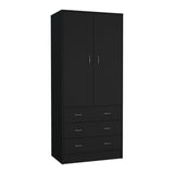 TUHOME Taly Double Door Armoire with Hanging Rod, Two Spacious Drawers and Full-Length Storage Compartment, Durable Engineered Wood Construction, Stylish Organizer for Clothes and Accessories in Modern Bedroom Spaces