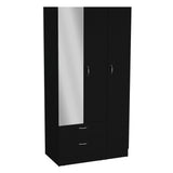 Riverside 3-Door Armoire with Hanging Rod, Two Drawers and Multi-Compartment Storage, Modern Wardrobe Closet for Organized Clothing, Accessories and Bedroom Essentials, Large Vertical Storage Cabinet