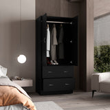 Taly Armoire with Double Doors, 2 Drawers, and Hanging Rod