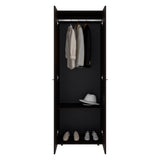 Home 2-Door Closet System Armoire with Hanging Rod and Storage Shelf, Modern Bedroom Organization Storage, Space-Saving Wardrobe for Jackets, Dresses, and Folded Garments in Contemporary Bedrooms