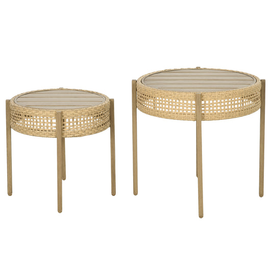 Outsunny Outdoor Dining Ensemble: Brown Wicker Set with Metal Slatted Circular Table for Patio Elegance