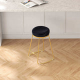 Jane 26" Luxury Black Upholstered Stool