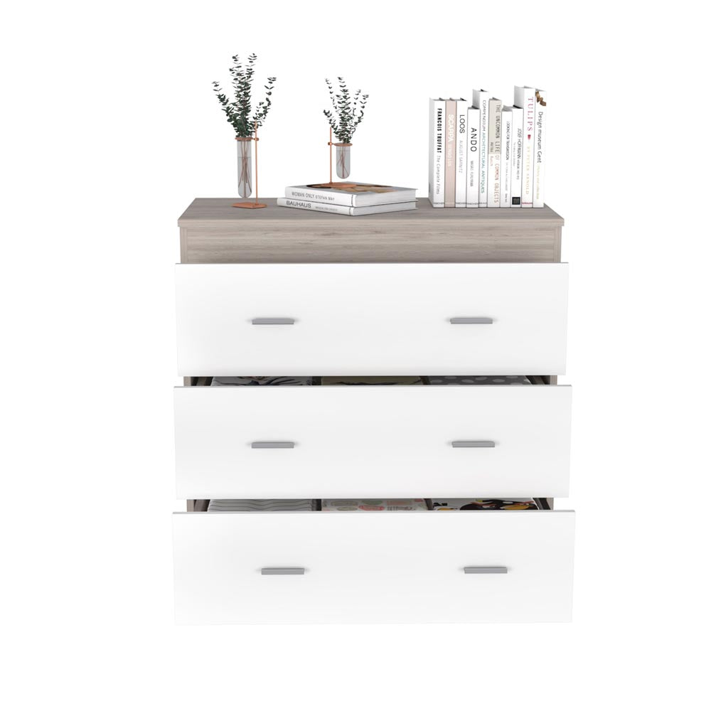 Georgia Three Drawer Dresser, Metal Handles, Superior Top