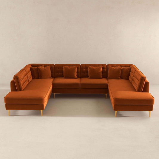 Brooke Orange Velvet U Shape Corner Sofa