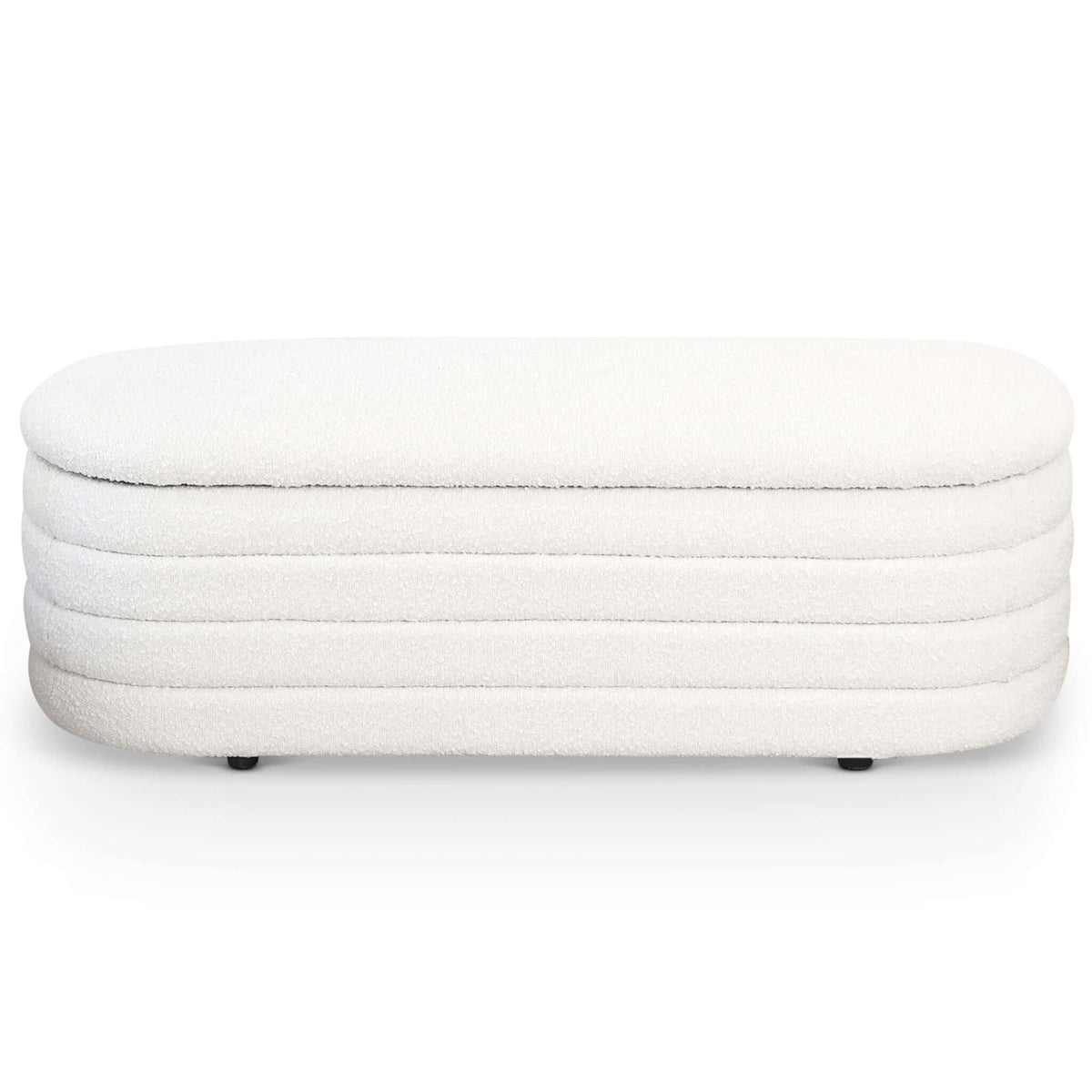 Collen Mid-Century Modern White Boucle Upholstered Storage Bench