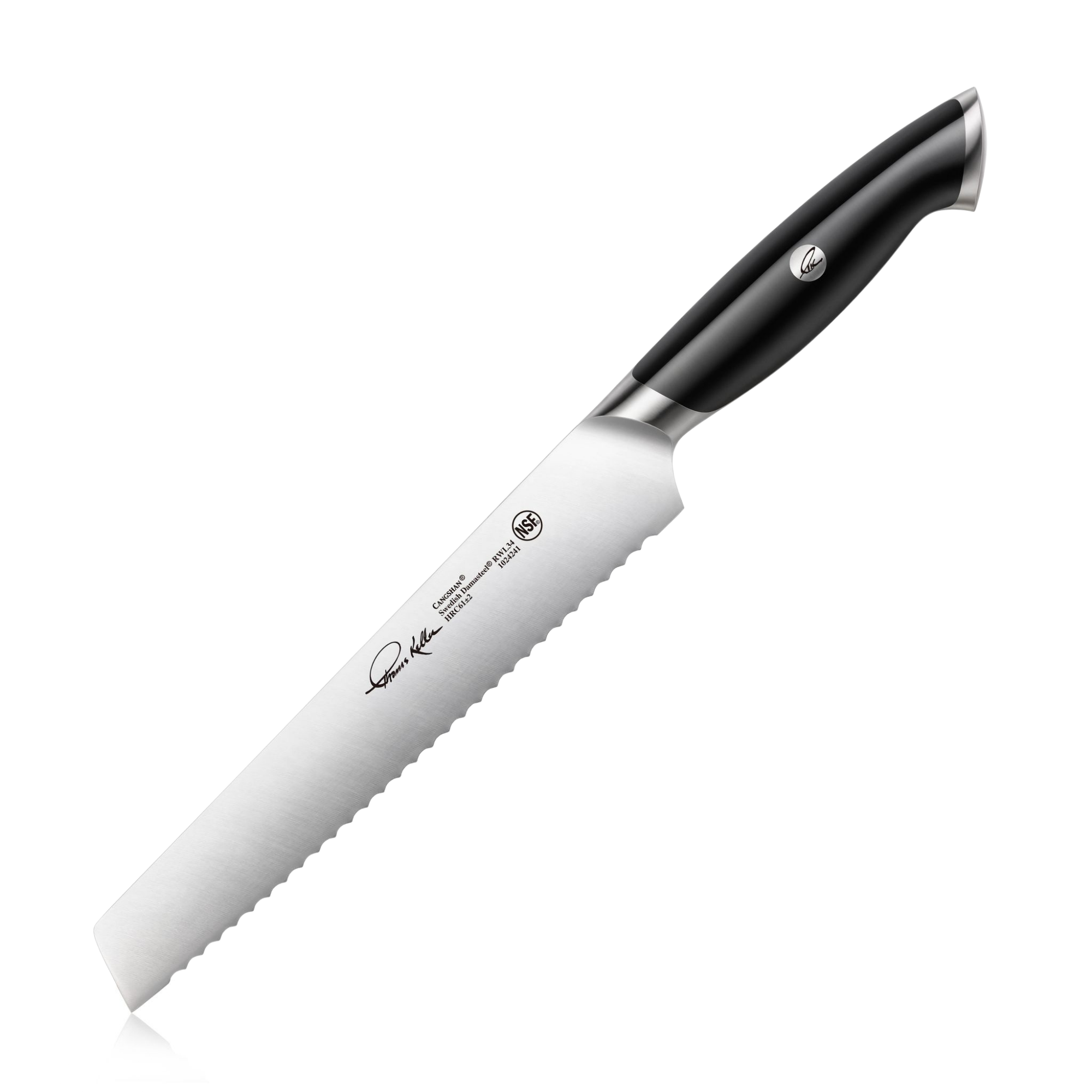 TKSC 8-Inch Bread Knife, Forged Swedish Powder Steel, Thomas Keller Signature Collection, Black, 1024241