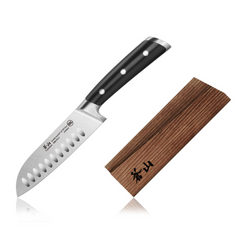 TS Series 5-Inch Santoku Knife with Wood Sheath, Forged Swedish 14C28N Steel, 1020823