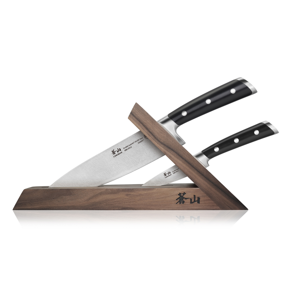 TS Series 3-Piece TAI Knife Block Set, Forged Swedish 14C28N Steel, Walnut Block, 1021417