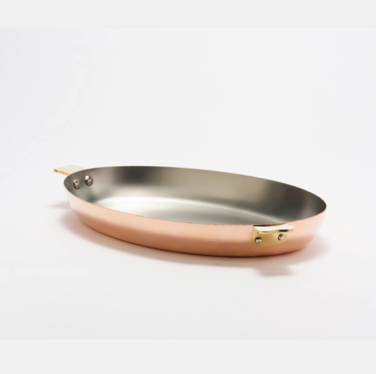 Mauviel Art Déco Copper Oval Pan With Brass Handles, 13.8-In