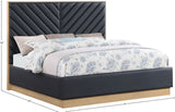 Casa Luxurious Vegan Leather King Bed with Chevron Tufting and Natural Finish for Modern Elegance
