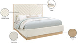 Casa Luxurious Vegan Leather King Bed with Chevron Tufting and Natural Finish for Modern Elegance