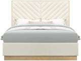 Casa Luxurious Vegan Leather King Bed with Chevron Tufting and Natural Finish for Modern Elegance