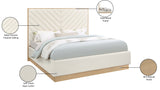 Casa Luxurious Vegan Leather King Bed with Chevron Tufting and Natural Finish for Modern Elegance
