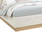 Casa Luxurious Vegan Leather King Bed with Chevron Tufting and Natural Finish for Modern Elegance