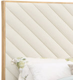 Casa Luxurious Vegan Leather King Bed with Chevron Tufting and Natural Finish for Modern Elegance
