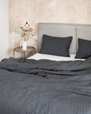 Charcoal windowpane linen duvet cover