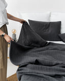 Charcoal windowpane linen sheet set (4 pcs)