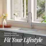 Ciarra Kitchen Faucet with Pull Down Sprayer Brushed, Single Handle Stainless Steel Spring Sink Faucet