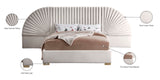 Cleo Luxurious Velvet Bed with Elegant Channel-Tufted Headboard and Chic Gold Steel Legs