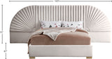 Cleo Luxurious Velvet Bed with Elegant Channel-Tufted Headboard and Chic Gold Steel Legs