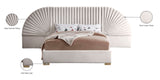 Cleo Luxurious Velvet Bed with Elegant Channel-Tufted Headboard and Chic Gold Steel Legs