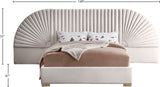 Cleo Luxurious Velvet Bed with Elegant Channel-Tufted Headboard and Chic Gold Steel Legs