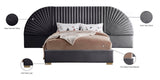 Cleo Luxurious Velvet Bed with Elegant Channel-Tufted Headboard and Chic Gold Steel Legs