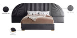 Cleo Luxurious Velvet Bed with Elegant Channel-Tufted Headboard and Chic Gold Steel Legs