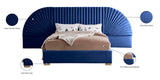 Cleo Luxurious Velvet Bed with Elegant Channel-Tufted Headboard and Chic Gold Steel Legs